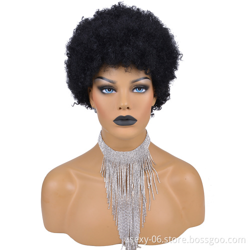 Dropshipping Wig vendors cheap short afro kinky curly pixie cut Raw Indian virgin human hair wigs for black women